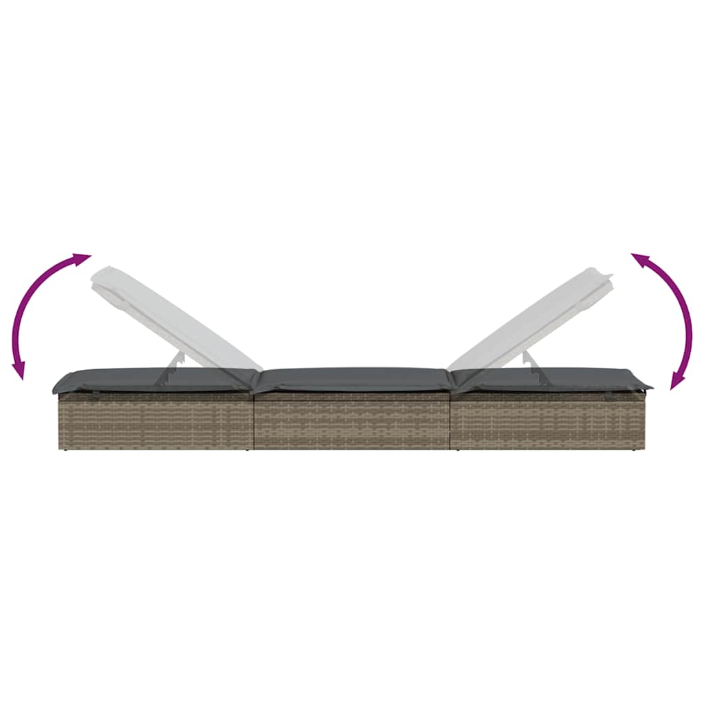 liggestol 1 stk. med bord polyrattan grå