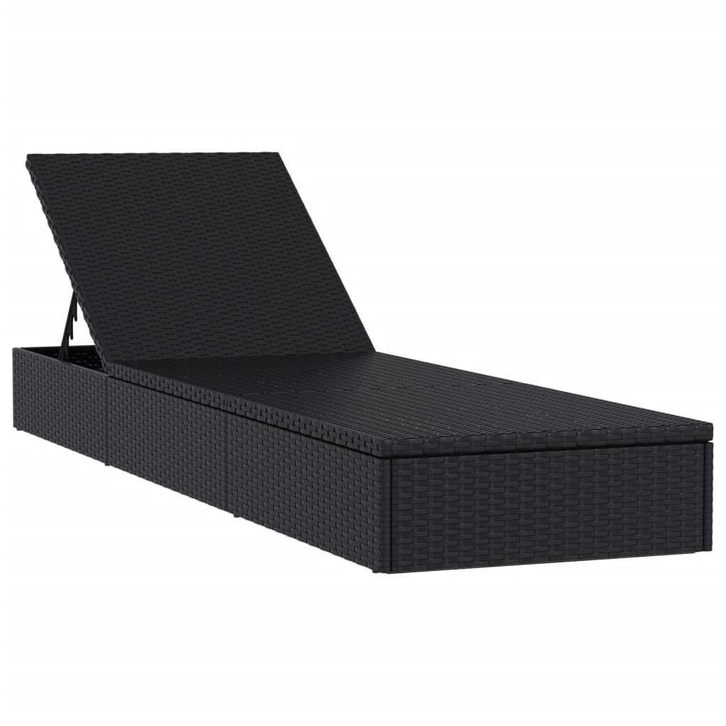 liggestol 1 stk. med bord polyrattan sort
