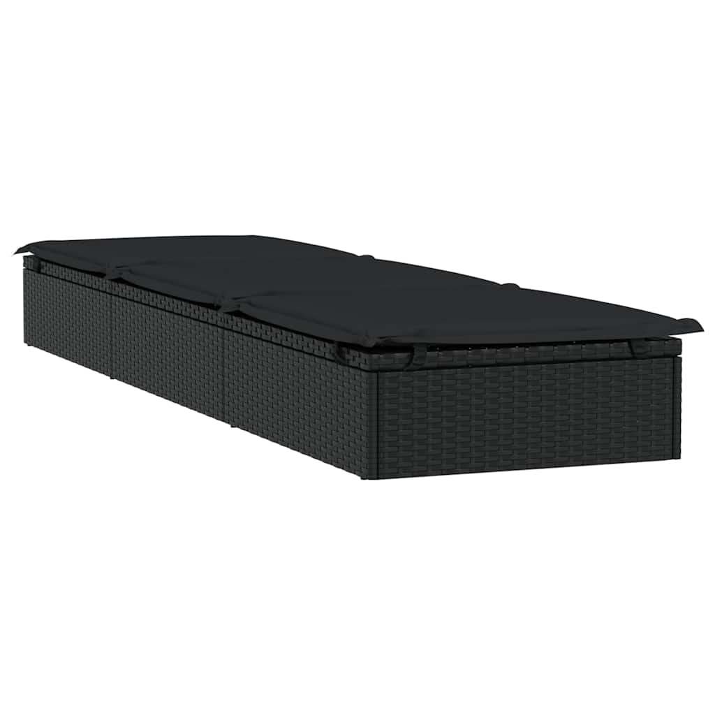 liggestol 1 stk. med bord polyrattan sort