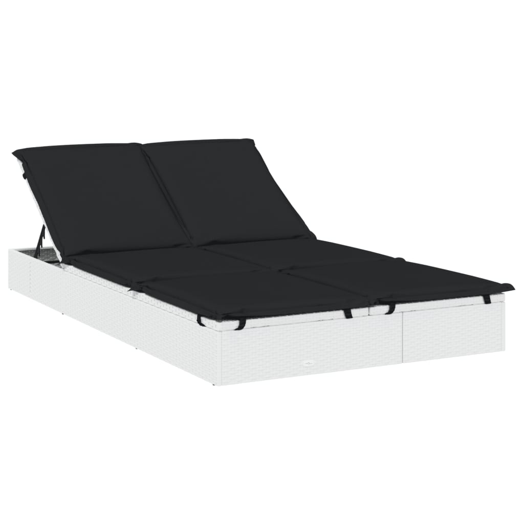 2-personers solseng med hynder polyrattan hvid