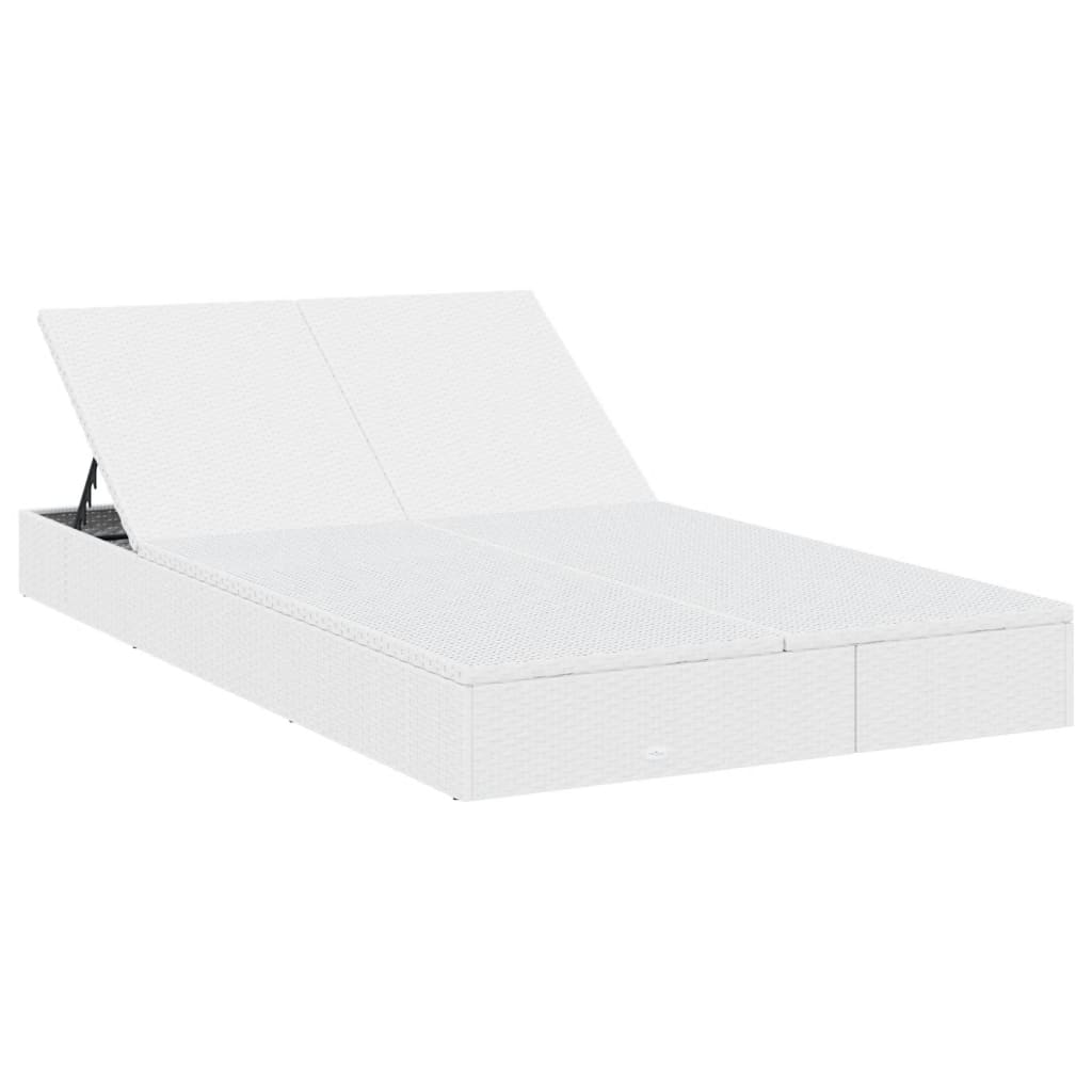 2-personers solseng med hynder polyrattan hvid