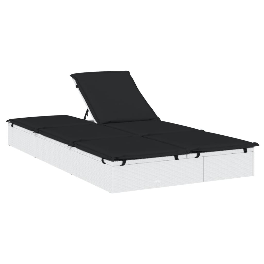 2-personers solseng med hynder polyrattan hvid