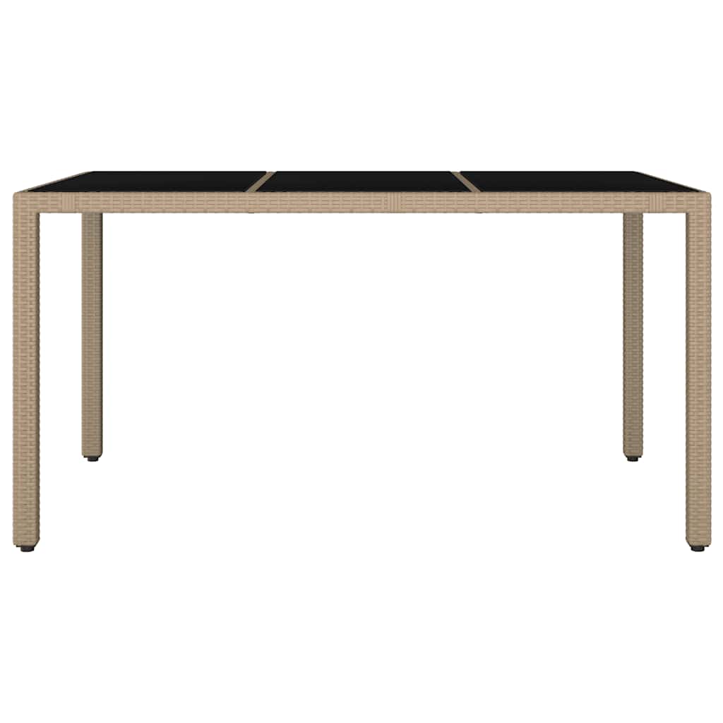 havebord med glasbordplade polyrattan og hærdet glas beige