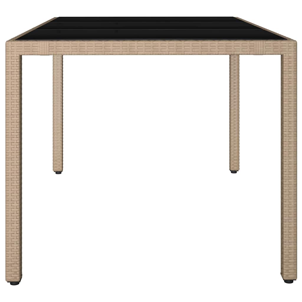 havebord med glasbordplade polyrattan og hærdet glas beige