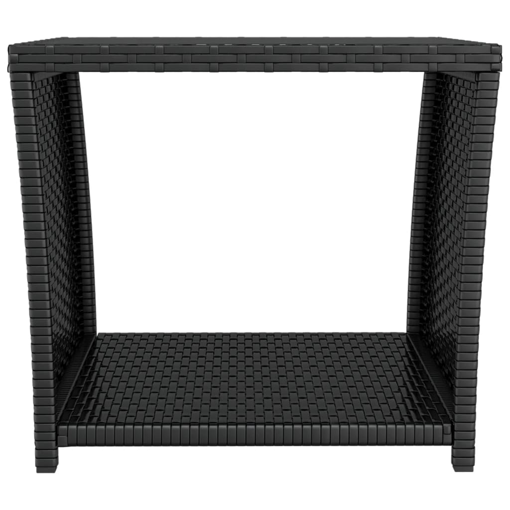 havebord med glasbordplade polyrattan og hærdet glas sort