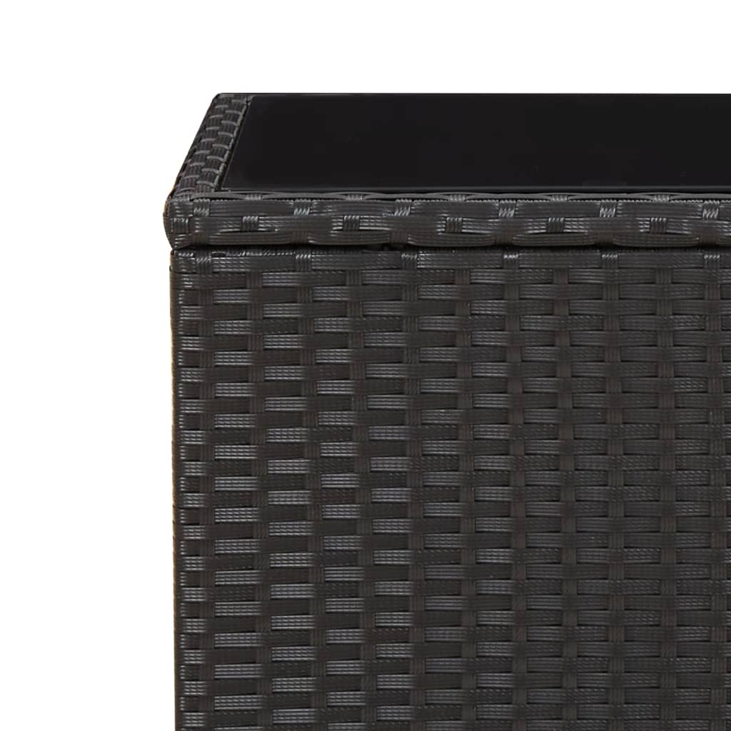 havebord med glasbordplade polyrattan og hærdet glas sort