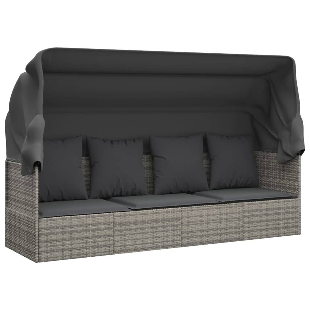 udendørs loungesofa med tag og hynder polyrattan Grøn