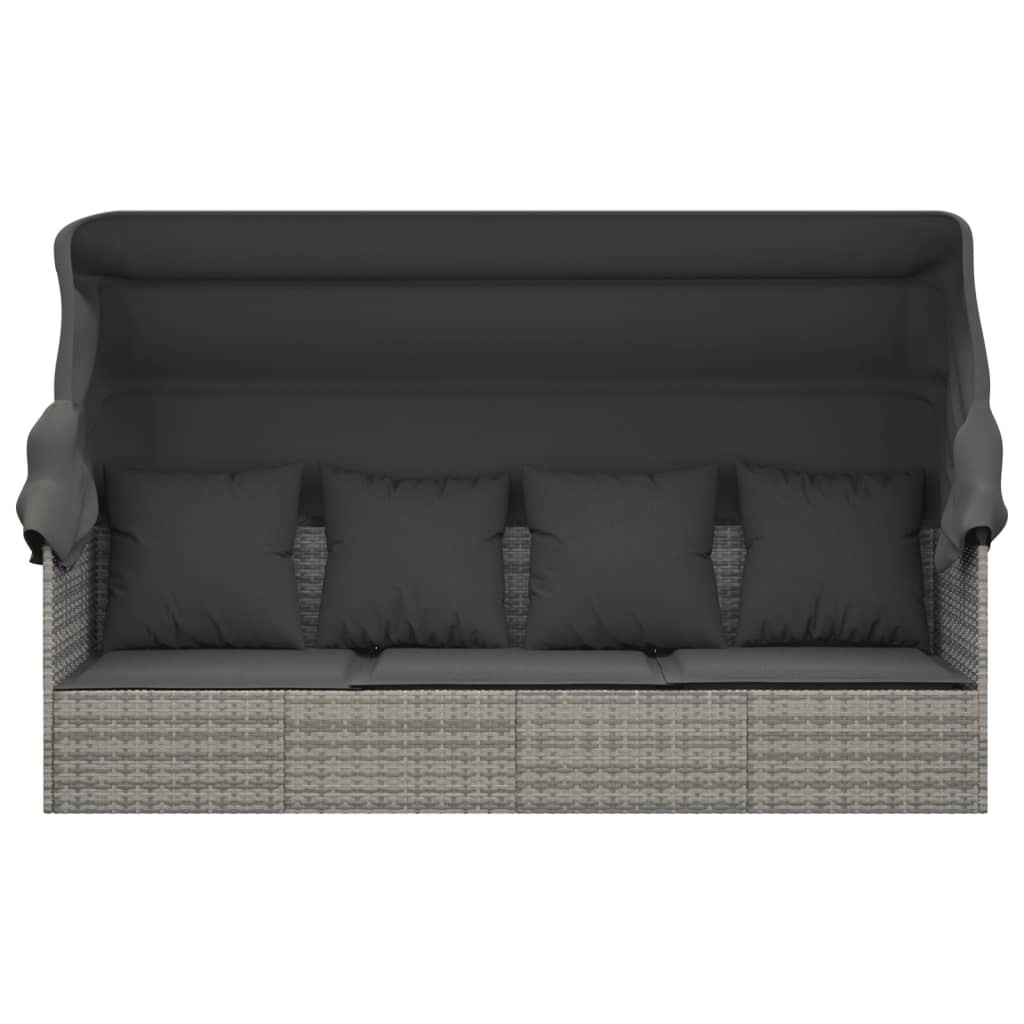 udendørs loungesofa med tag og hynder polyrattan Grøn