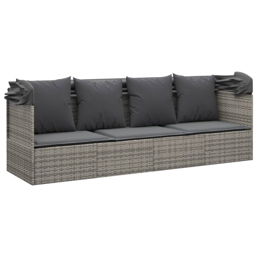 udendørs loungesofa med tag og hynder polyrattan Grøn