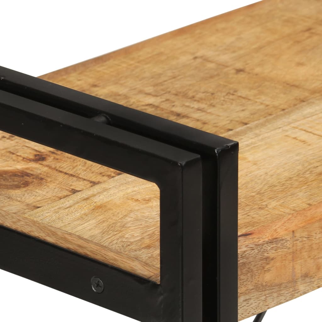 bogreol med 3 hylder 77x30x80 cm massivt mangotræ og jern