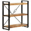 bogreol med 3 hylder 77x30x80 cm massivt mangotræ og jern