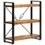 bogreol med 3 hylder 77x30x80 cm massivt mangotræ og jern