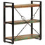 bogreol med 3 hylder 77x30x80 cm massivt genbrugstræ og jern