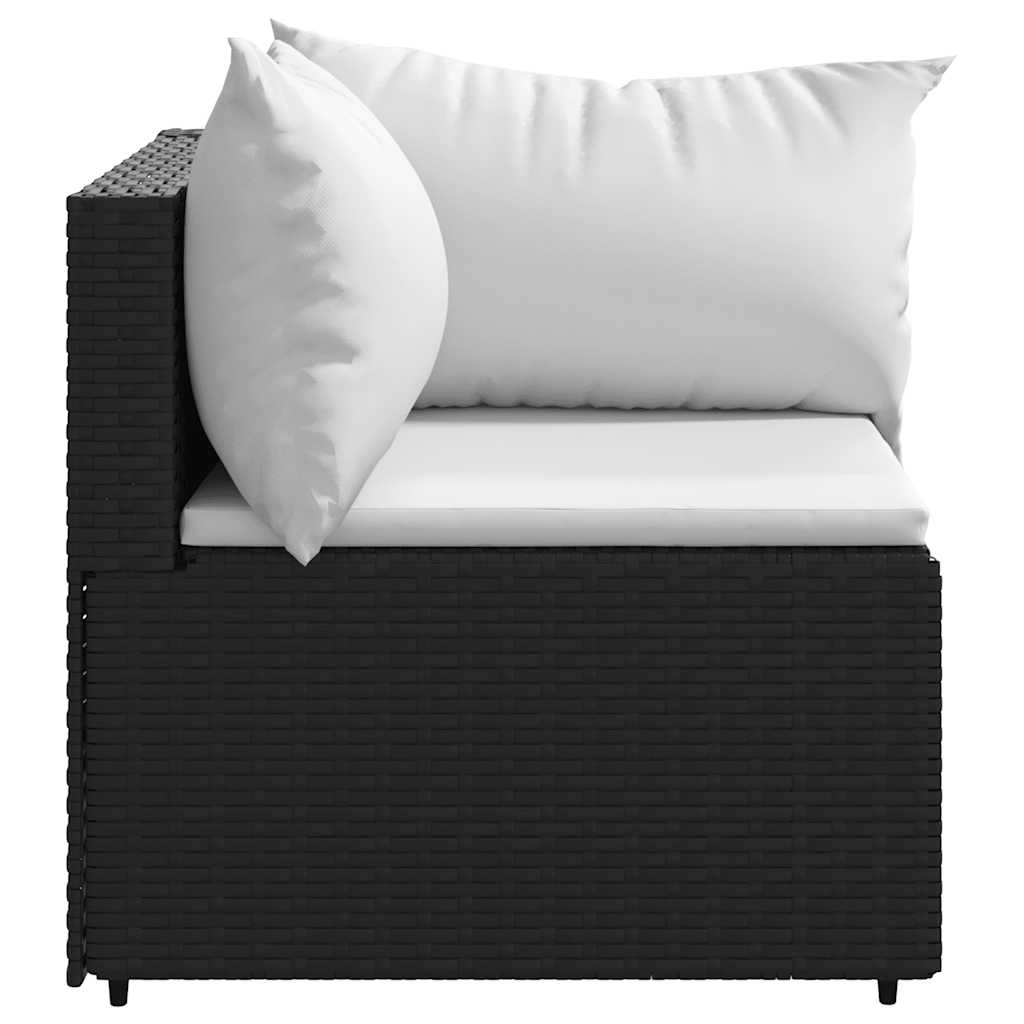hjørnemodul til havesofa med hynder polyrattan sort
