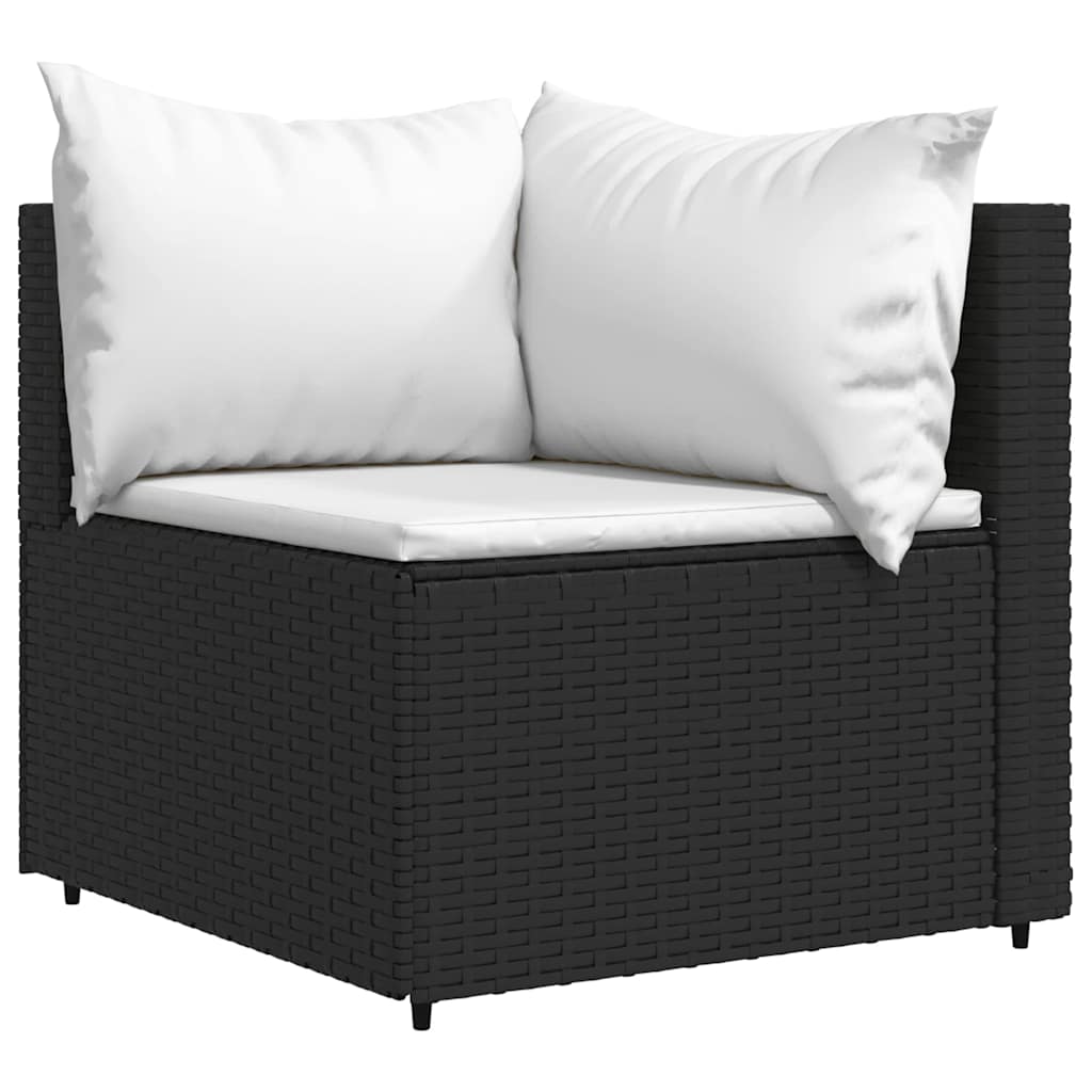 hjørnemoduler til havesofa 2 stk. med hynder polyrattan sort