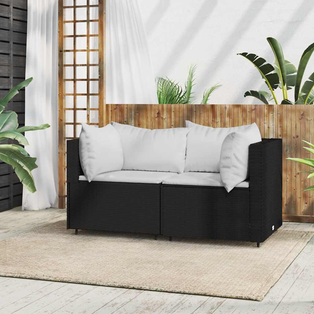 hjørnemoduler til havesofa 2 stk. med hynder polyrattan sort