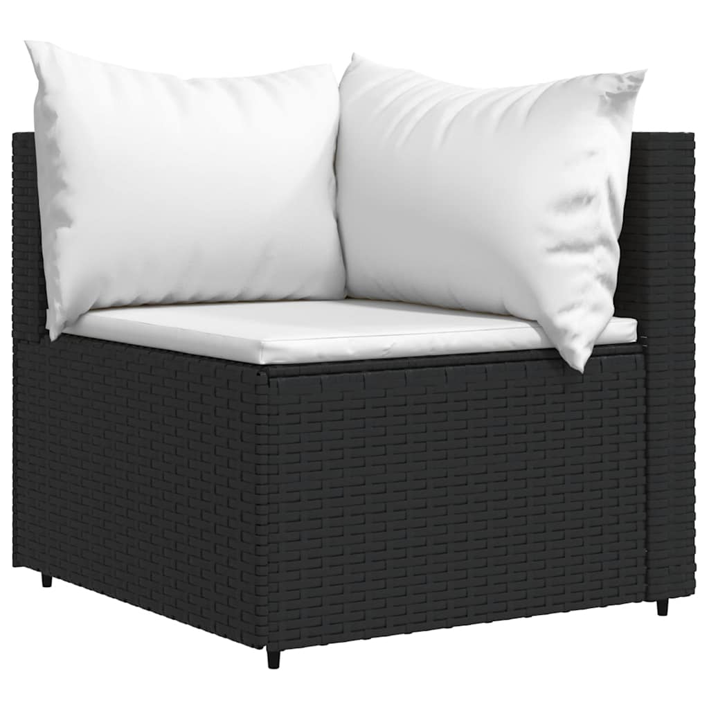 loungesæt til haven 3 dele med hynder polyrattan sort