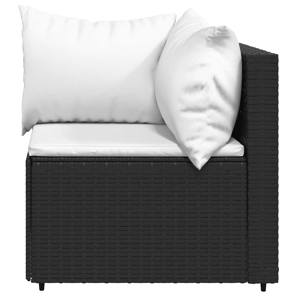 loungesæt til haven 3 dele med hynder polyrattan sort