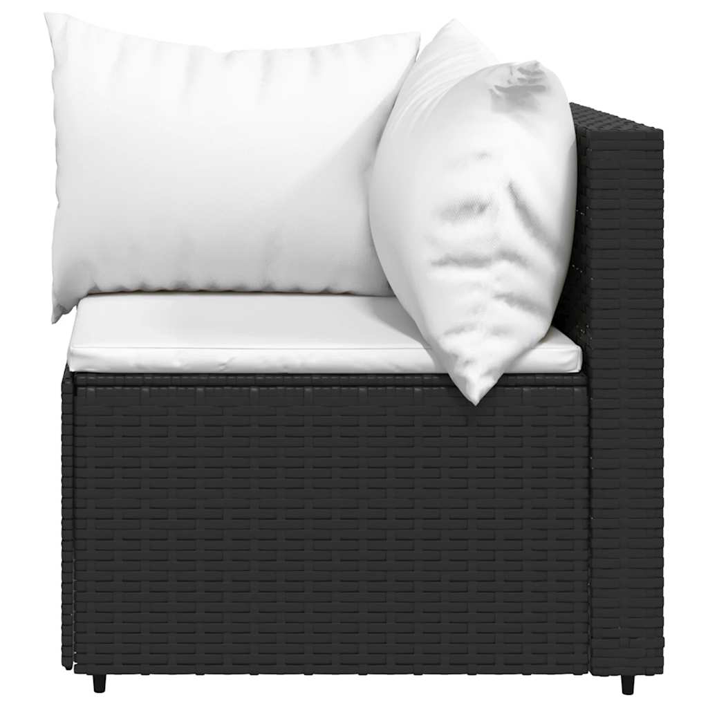 loungesæt til haven 3 dele med hynder polyrattan sort