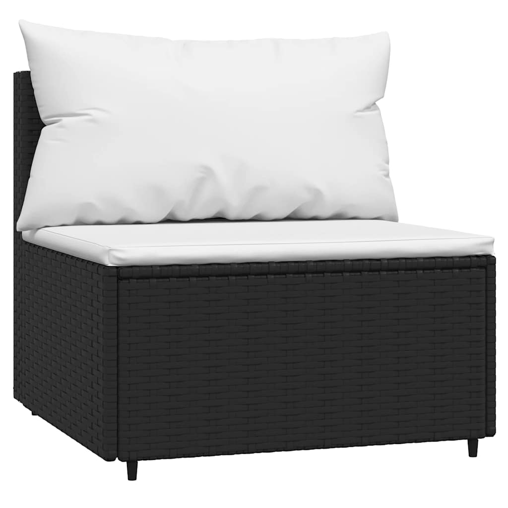 loungesæt til haven 3 dele med hynder polyrattan sort