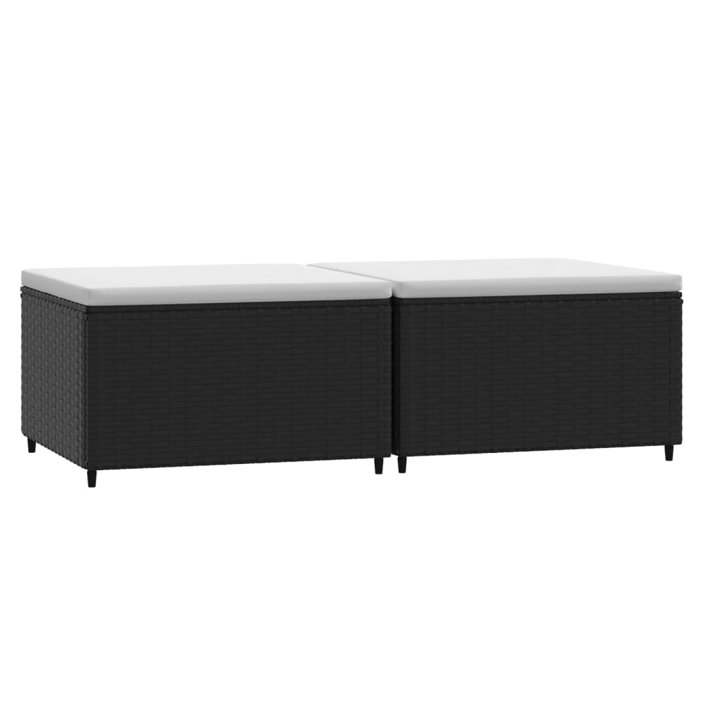 fodskamler til have 2 stk. med hynder polyrattan sort