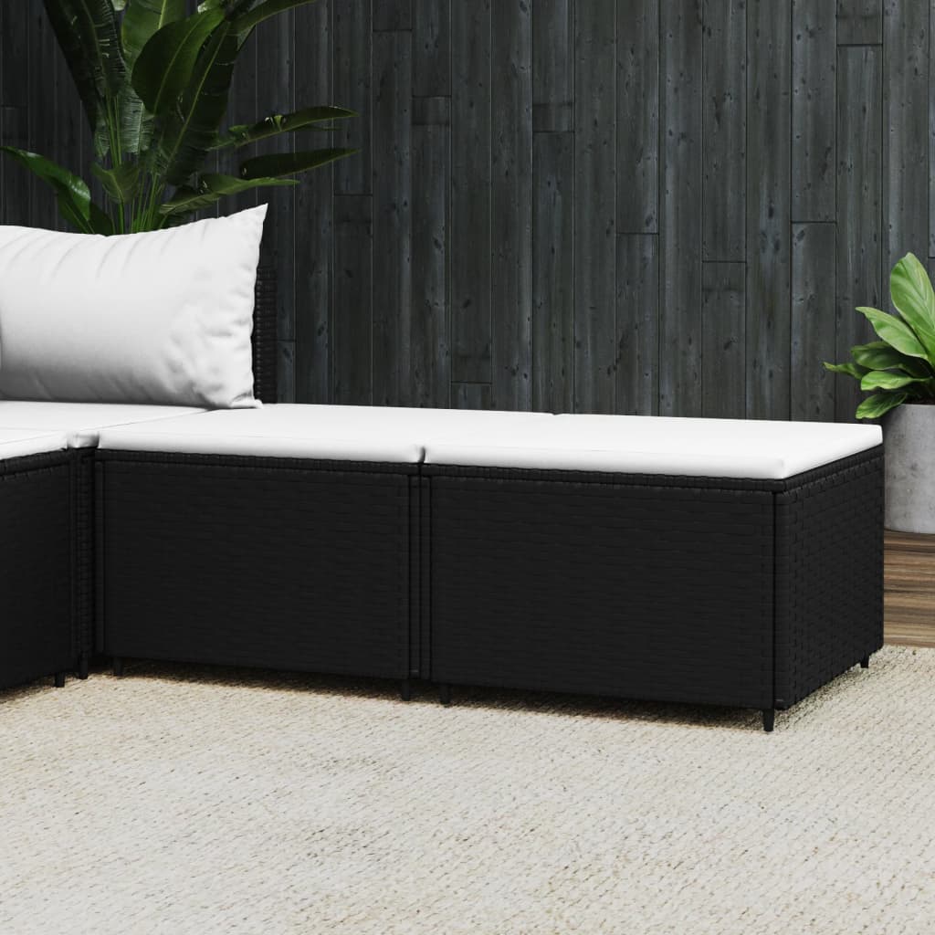 fodskamler til have 2 stk. med hynder polyrattan sort