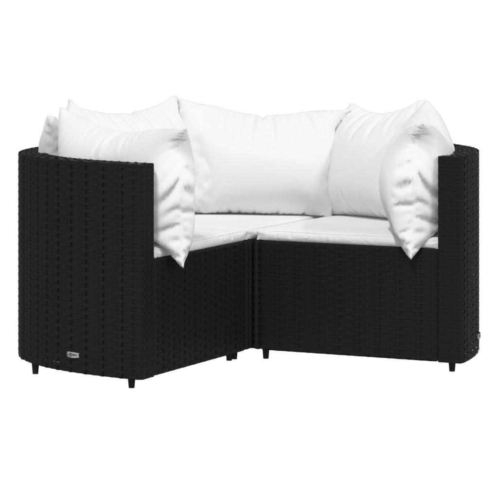 loungesæt til haven 4 dele med hynder polyrattan sort