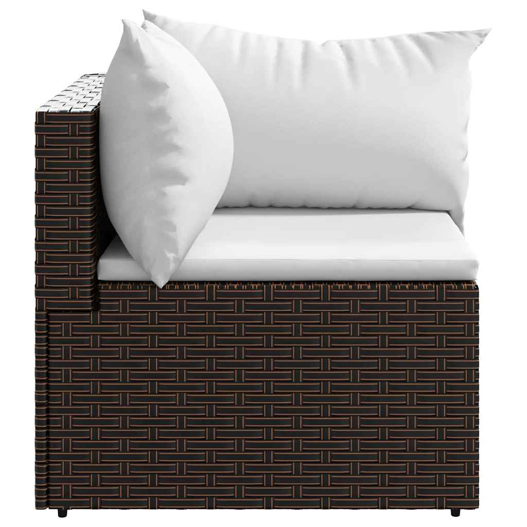 hjørnemodul til havesofa med hynder polyrattan brun