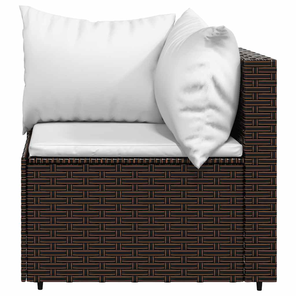 hjørnemodul til havesofa med hynder polyrattan brun