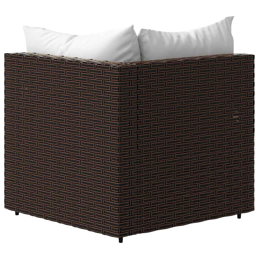 hjørnemodul til havesofa med hynder polyrattan brun