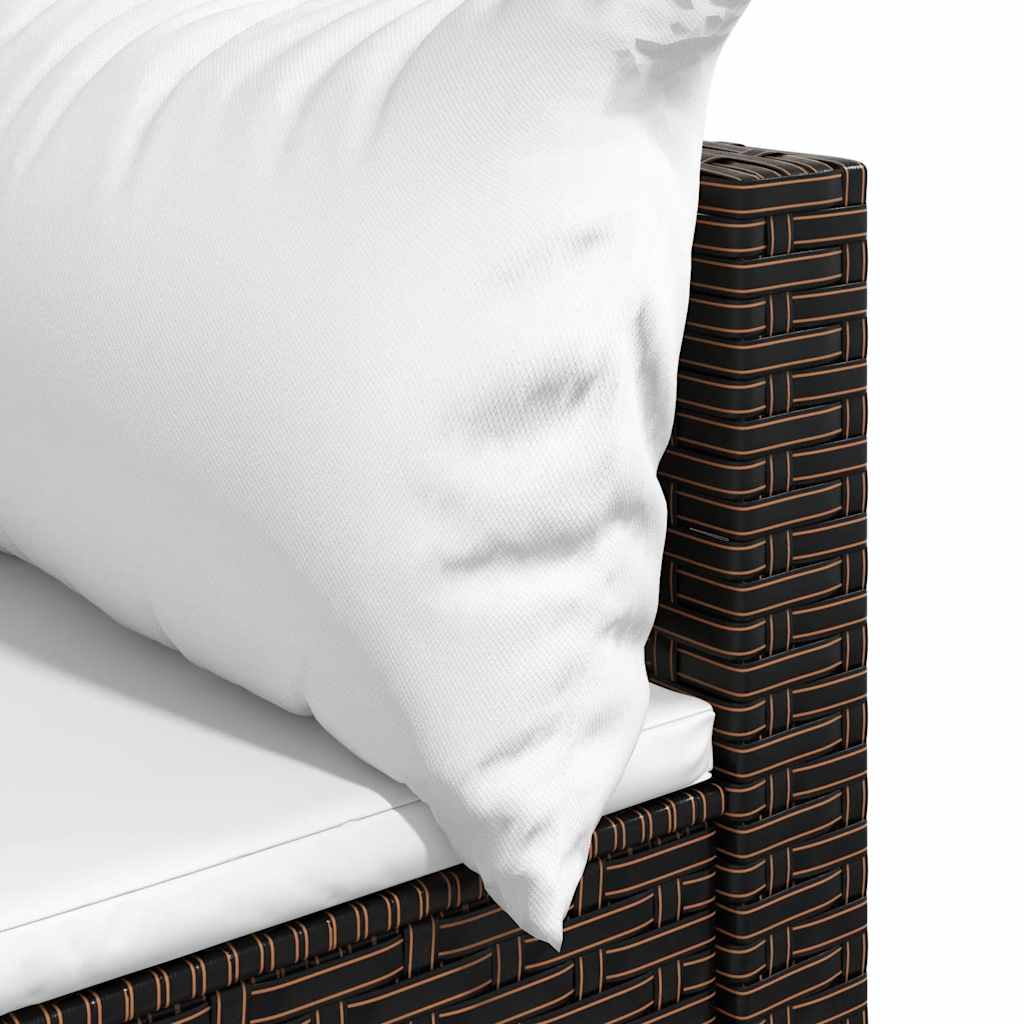 hjørnemodul til havesofa med hynder polyrattan brun
