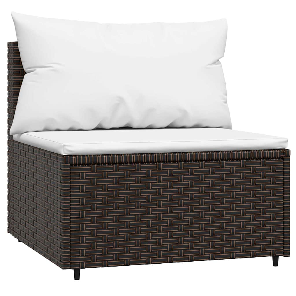 loungesæt til haven 3 dele med hynder polyrattan brun