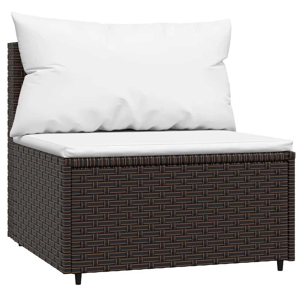 midtermodul til havesofa med hynde polyrattan brun