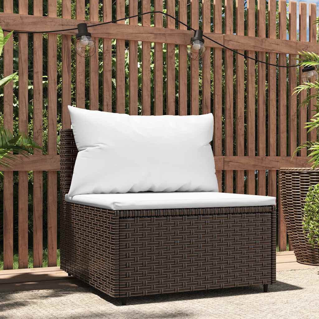 midtermodul til havesofa med hynde polyrattan brun