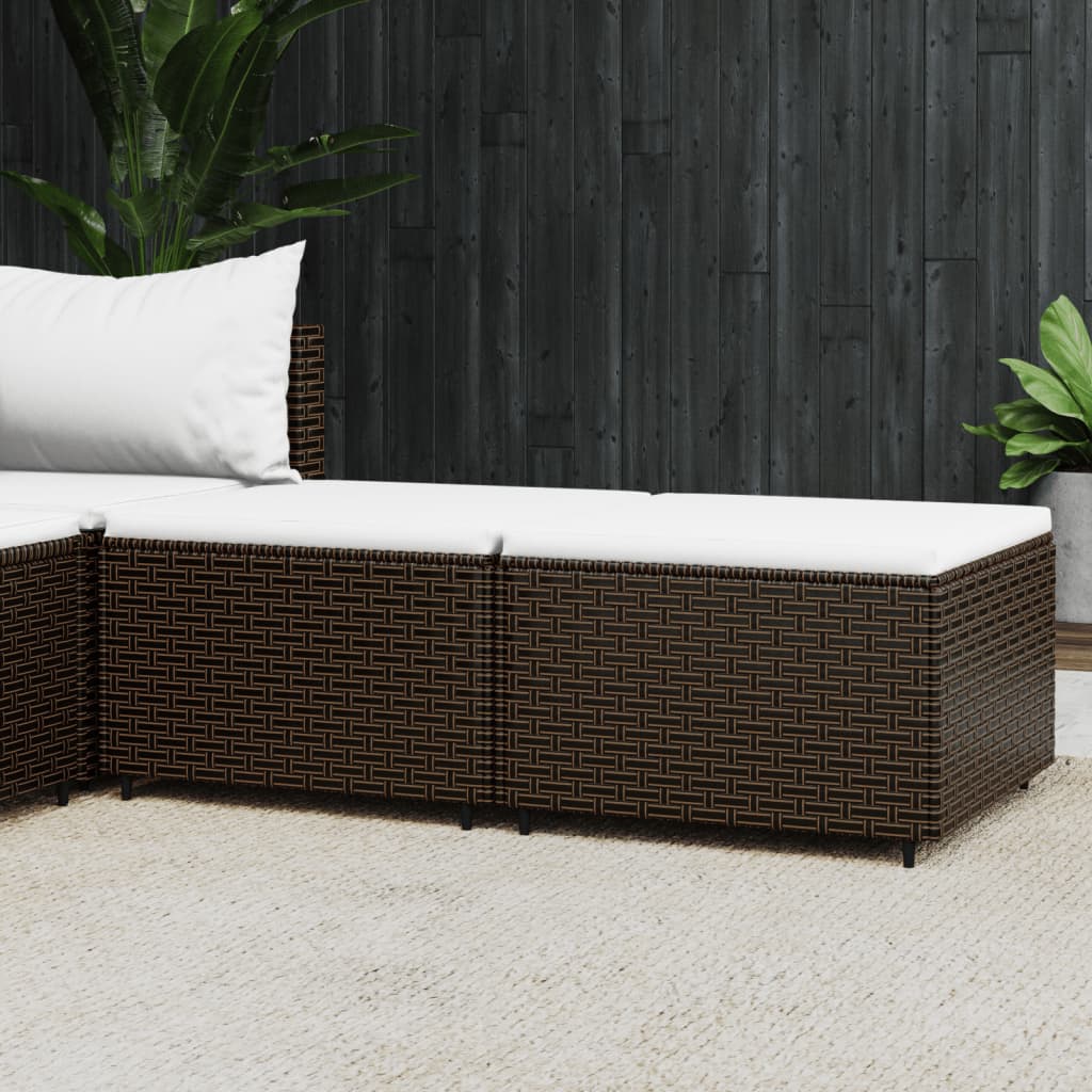 fodskamler til have 2 stk. med hynder polyrattan brun