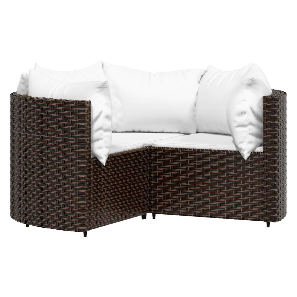 loungesæt til haven 4 dele med hynder polyrattan brun