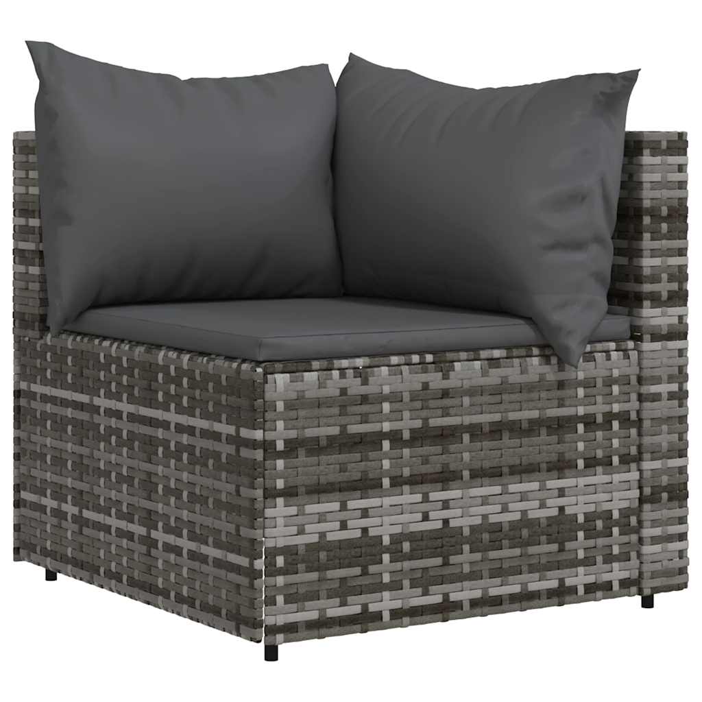 hjørnemodul til havesofa med hynder polyrattan grå