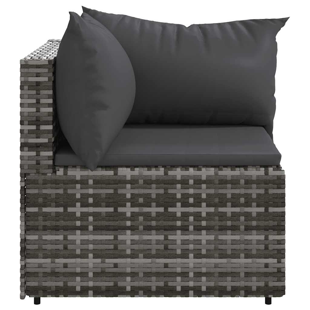 hjørnemodul til havesofa med hynder polyrattan grå