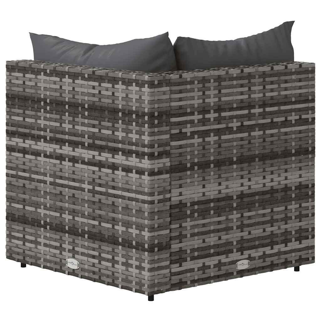 hjørnemodul til havesofa med hynder polyrattan grå
