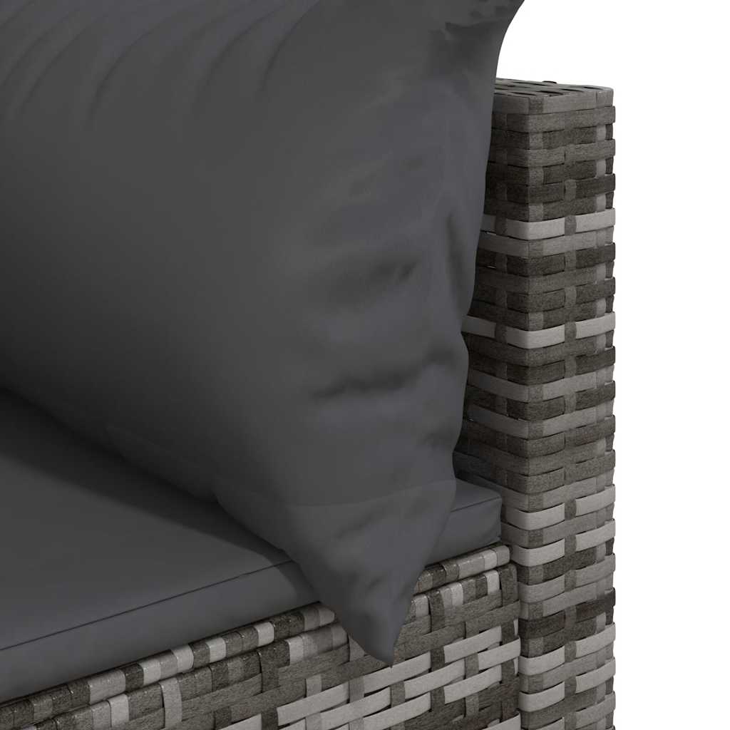 hjørnemodul til havesofa med hynder polyrattan grå