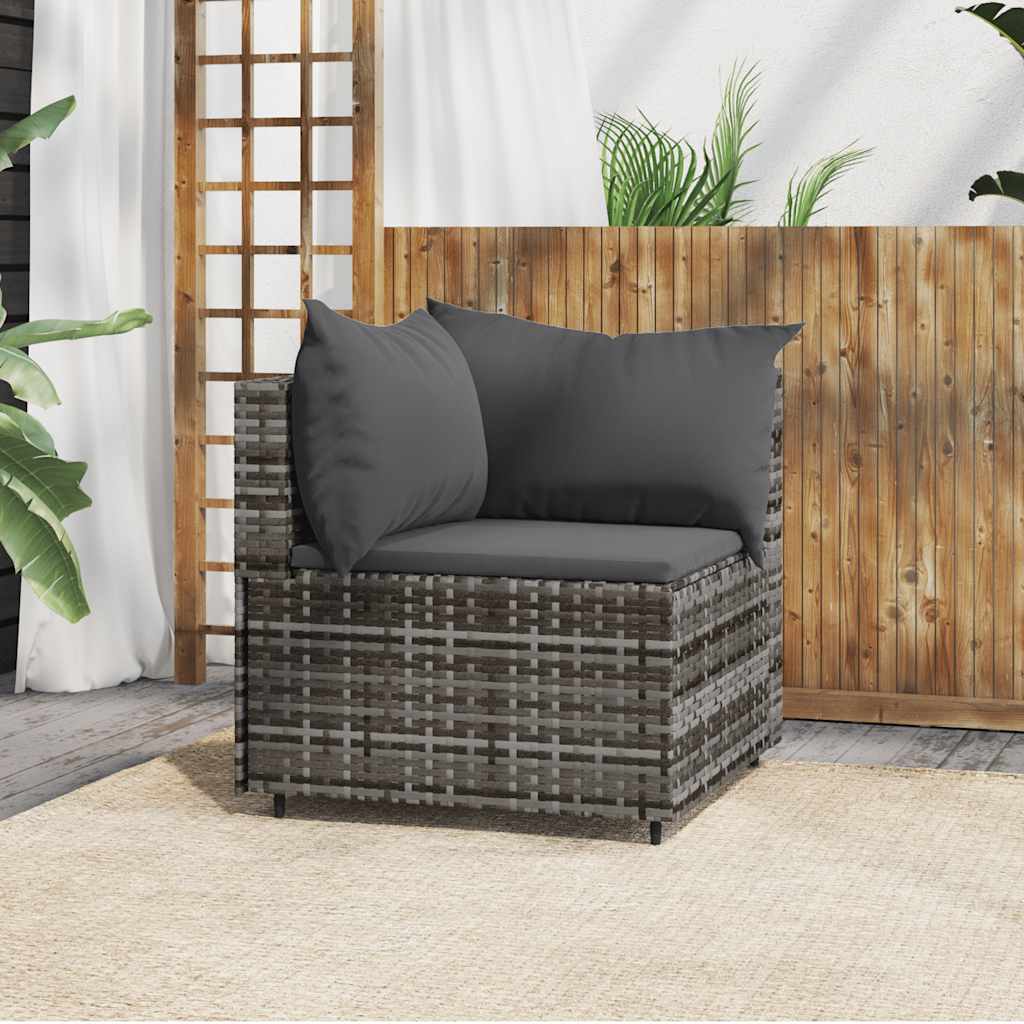 hjørnemodul til havesofa med hynder polyrattan grå