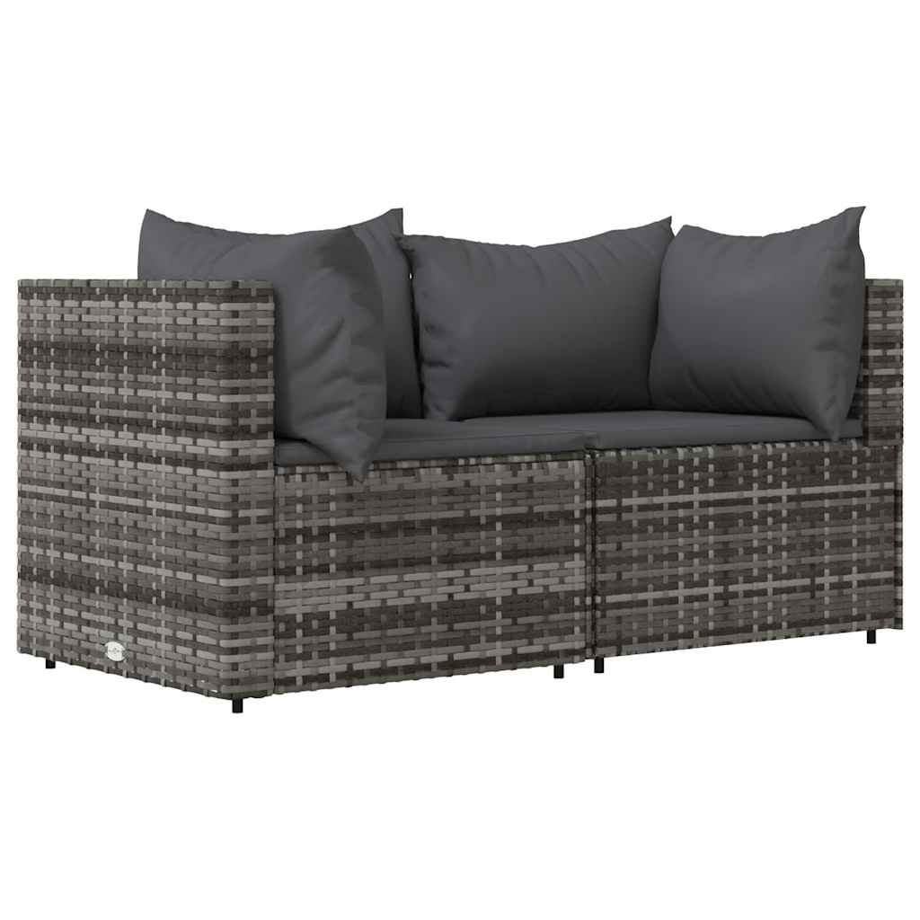 hjørnemoduler til havesofa 2 stk. med hynder polyrattan grå
