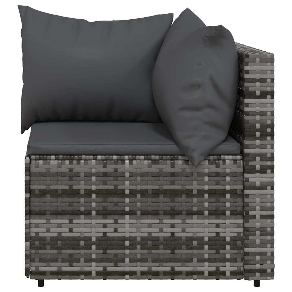 hjørnemoduler til havesofa 2 stk. med hynder polyrattan grå