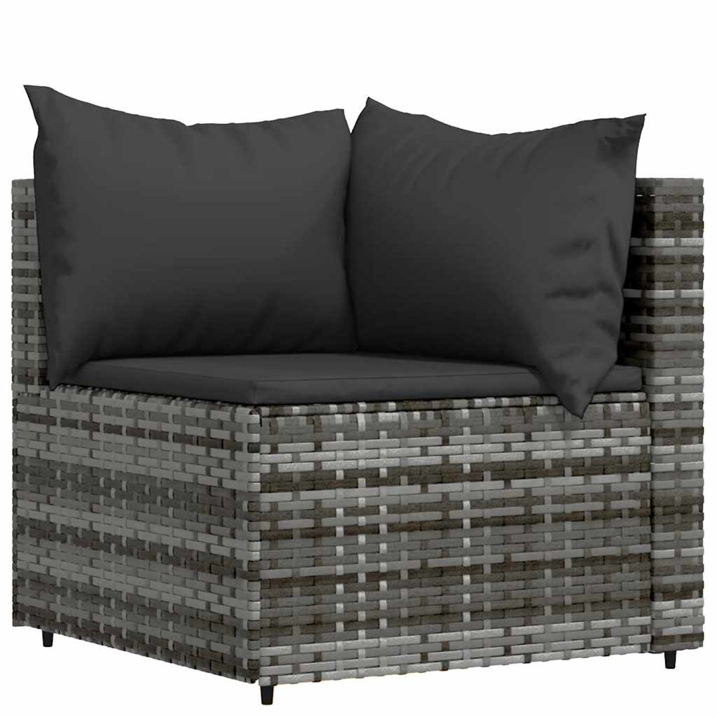 loungesæt til haven 3 dele med hynder polyrattan grå