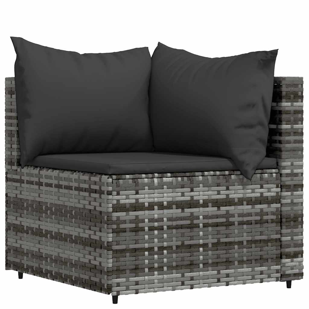 loungesæt til haven 4 dele med hynder polyrattan grå