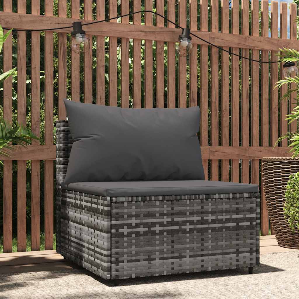 midtermodul til havesofa med hynde polyrattan grå