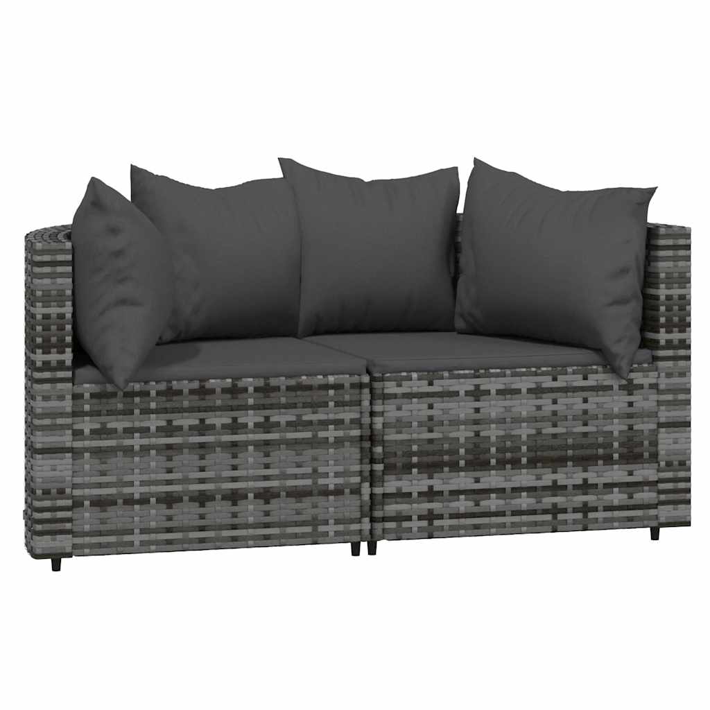 hjørnemoduler til havesofa 2 stk. med hynder polyrattan grå