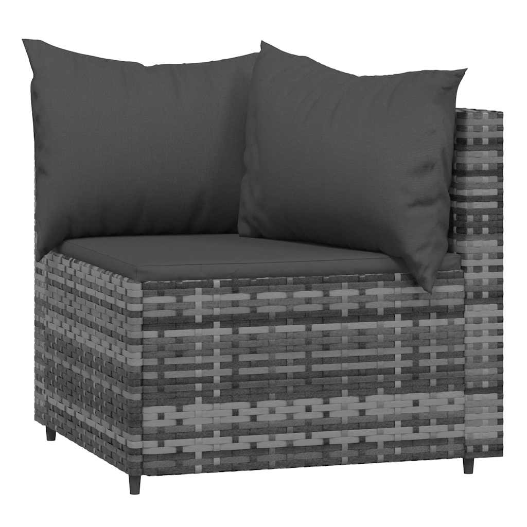 hjørnemoduler til havesofa 2 stk. med hynder polyrattan grå