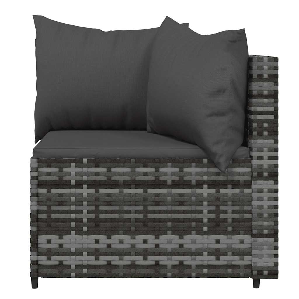 hjørnemoduler til havesofa 2 stk. med hynder polyrattan grå