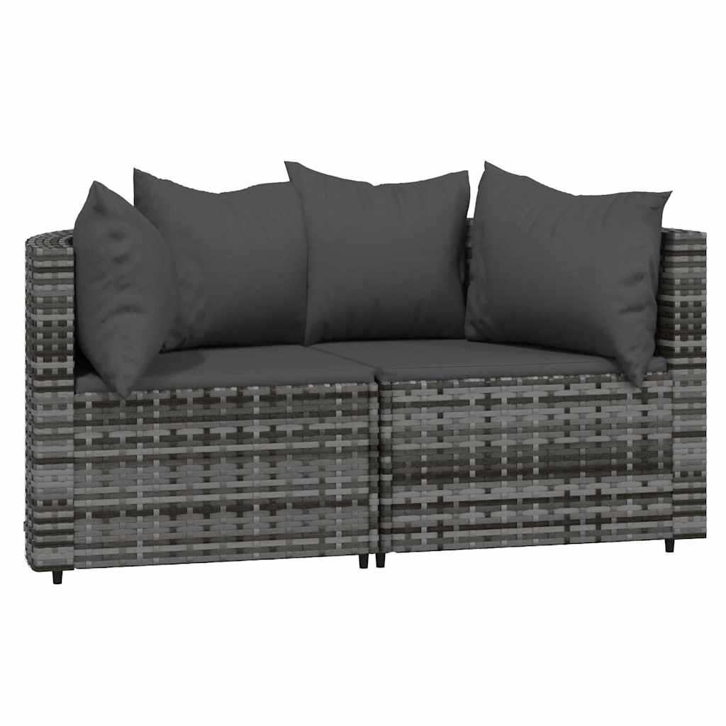 loungesæt til haven 3 dele med hynder polyrattan grå